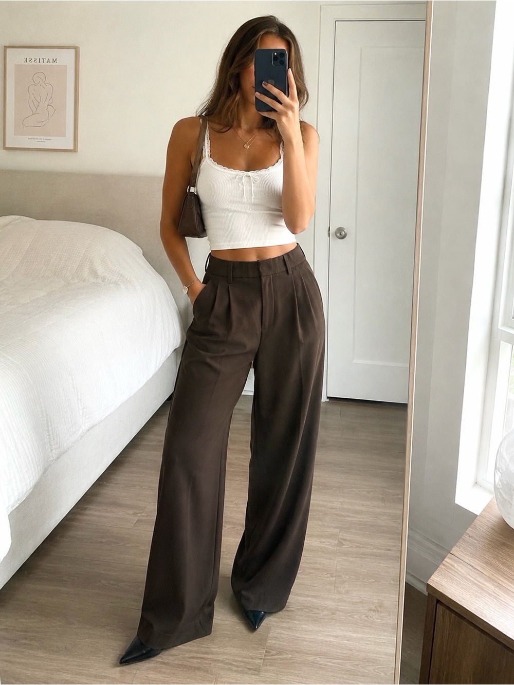GAP 365 High Rise Trouser Chocolate Brown Wide Leg Pants 0